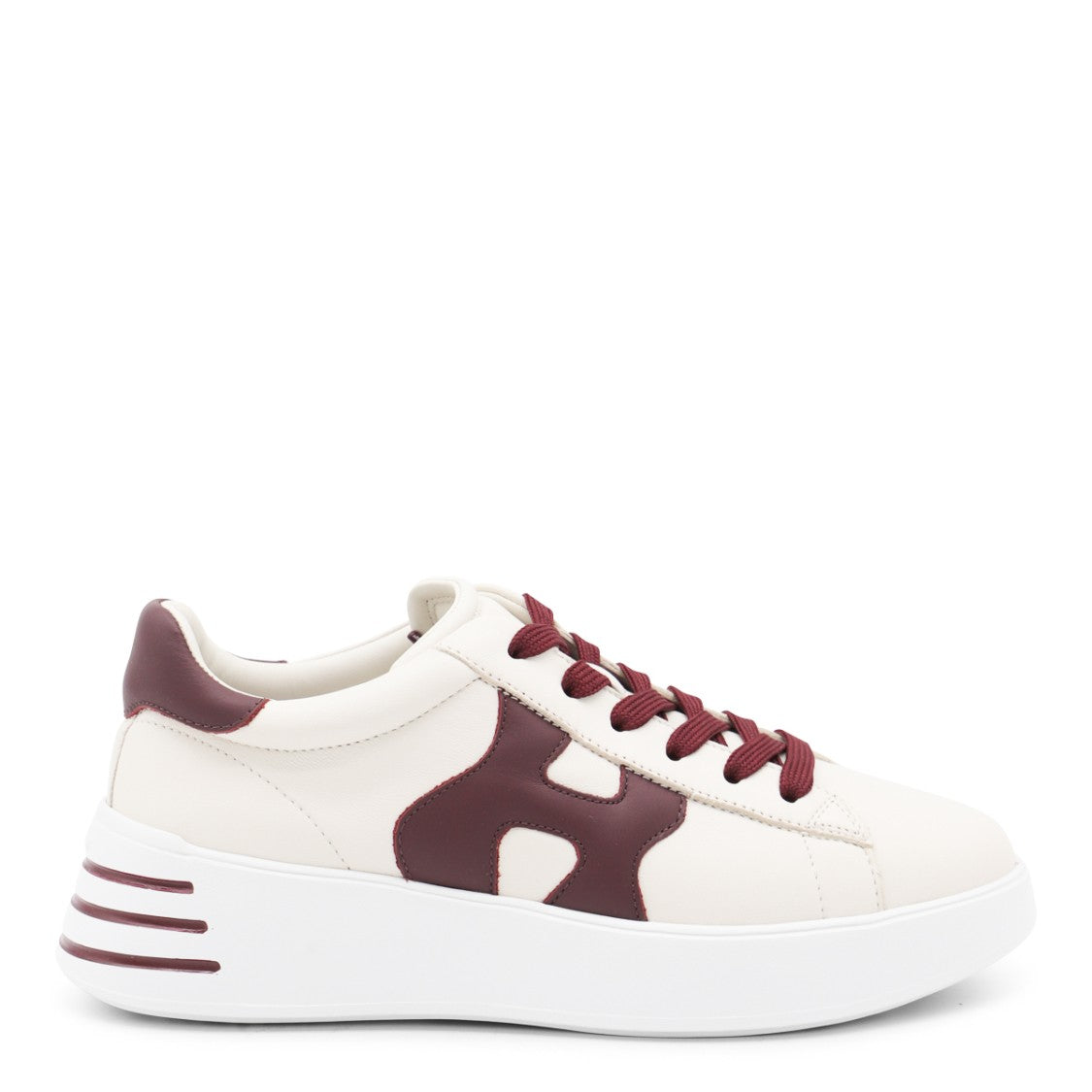 Hogan White And Burgundy Leather Sneakers