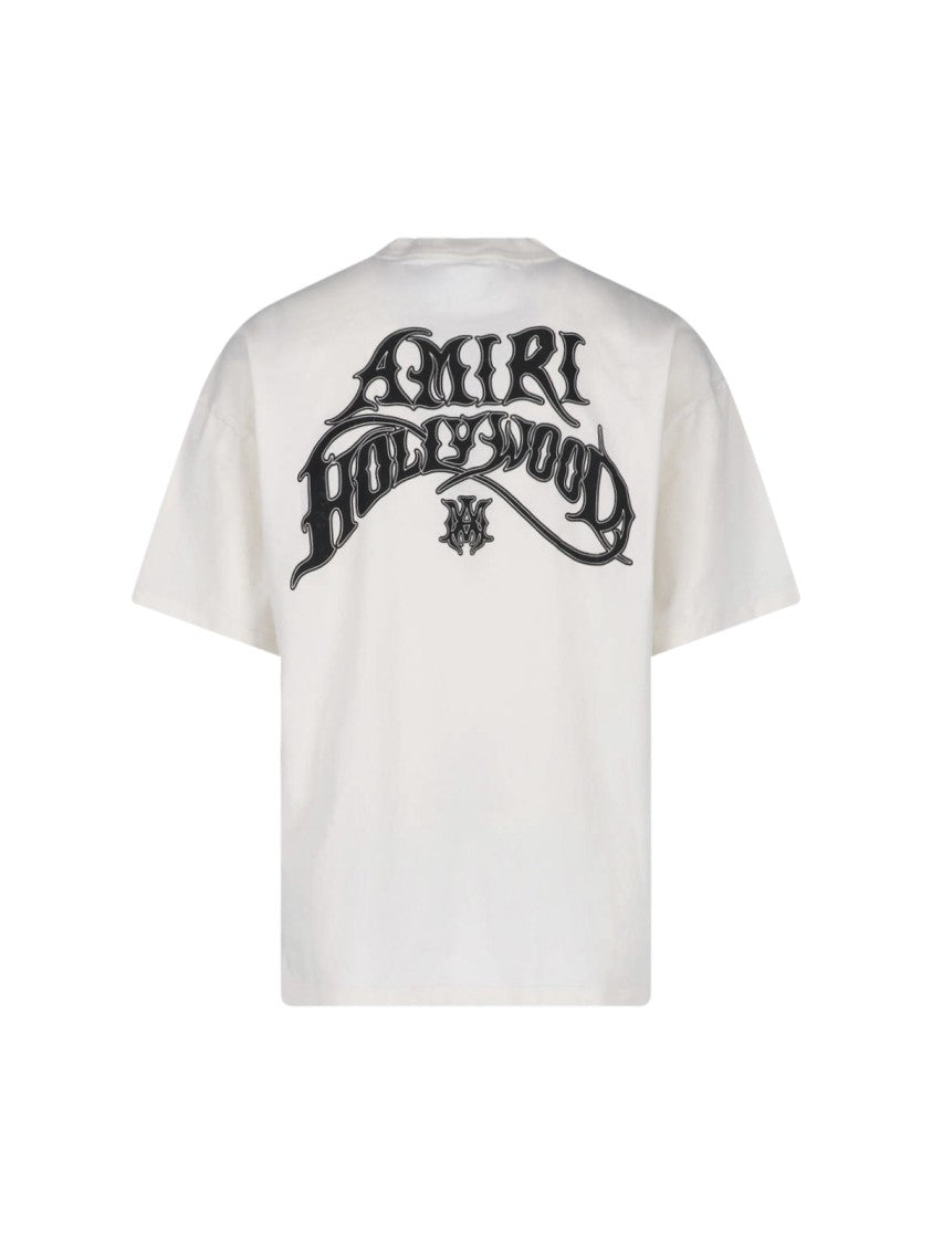 Amiri Boxy-Fit Off-White T-Shirt With Graphic Logos