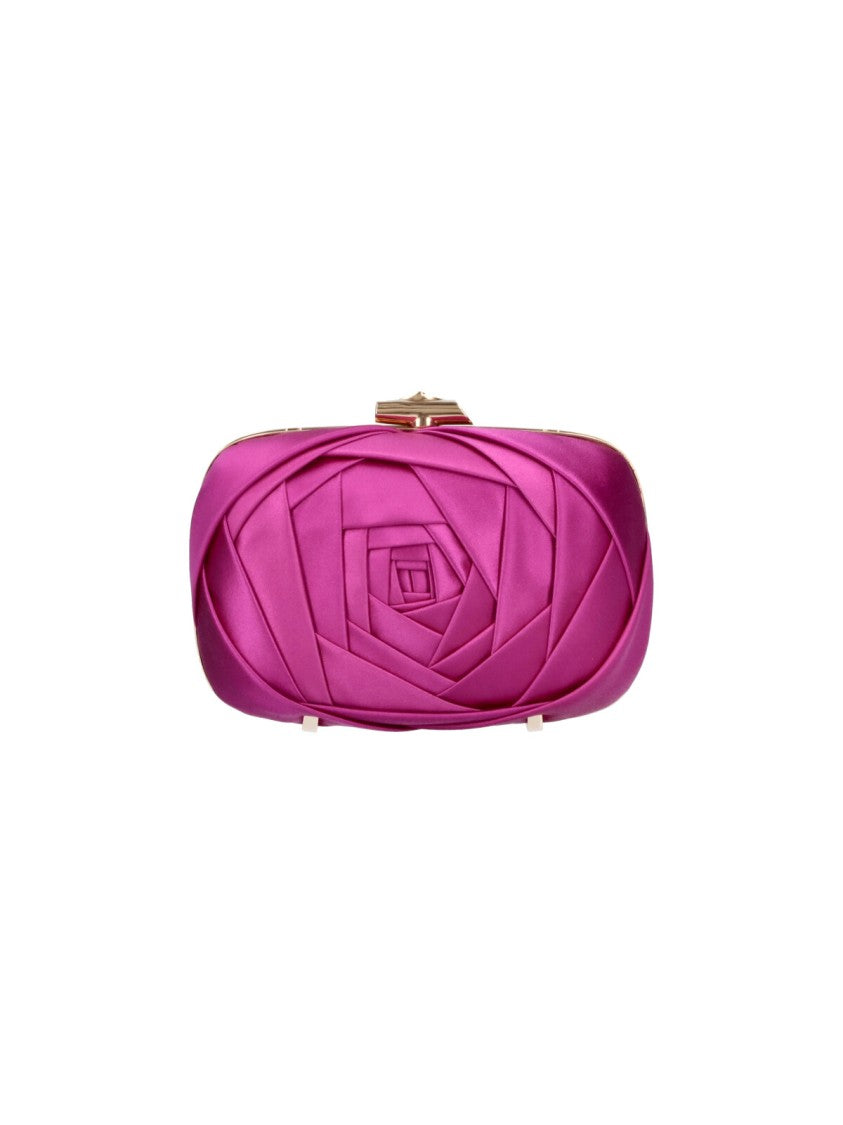 Roger Vivier Rectangular Satin Pouch With Rose Petal Design And Chain Strap