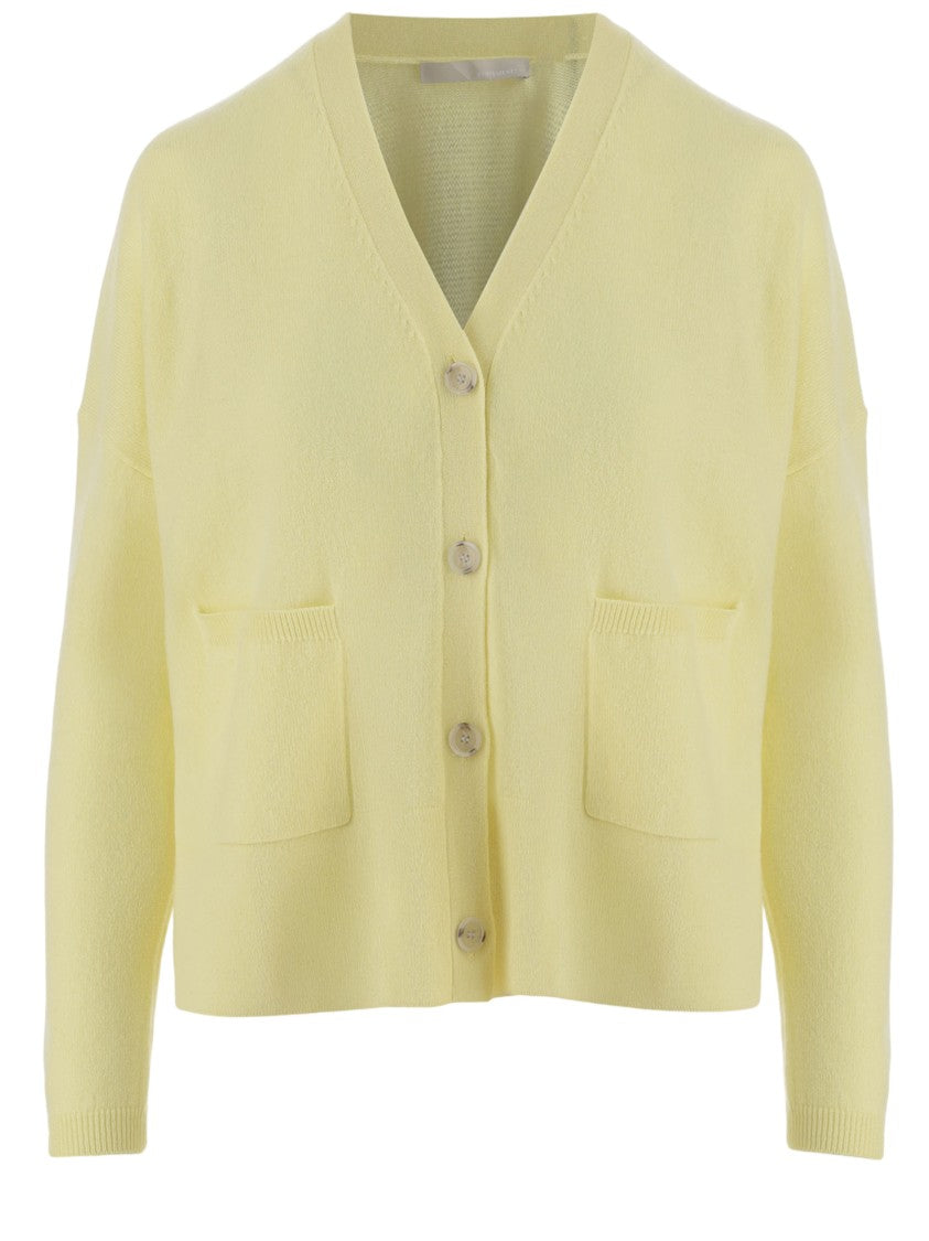 Allude V-Neck Wool And Cashmere Cardigan With Button Closure