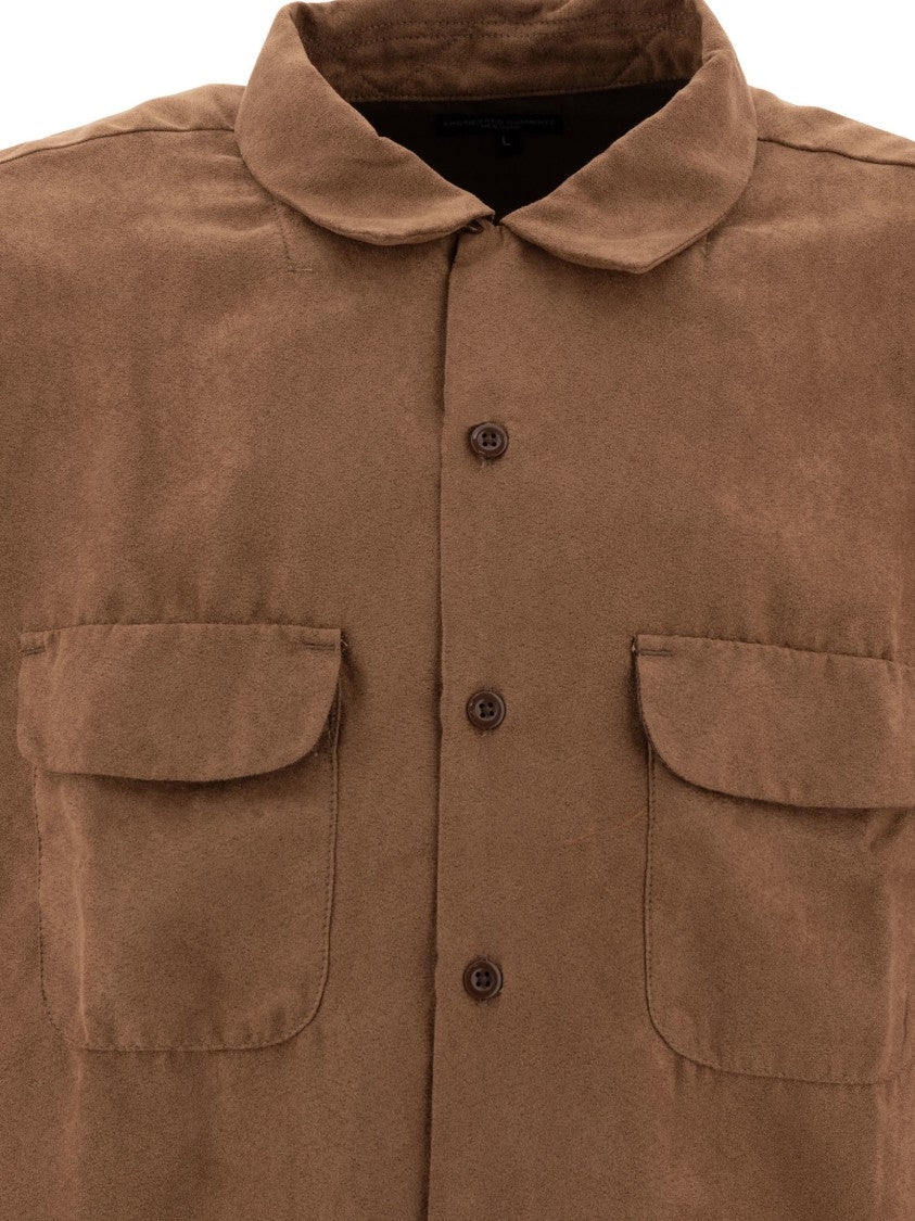 Engineered Garments Brown Structured Fabric Shirt With Button-Down Front