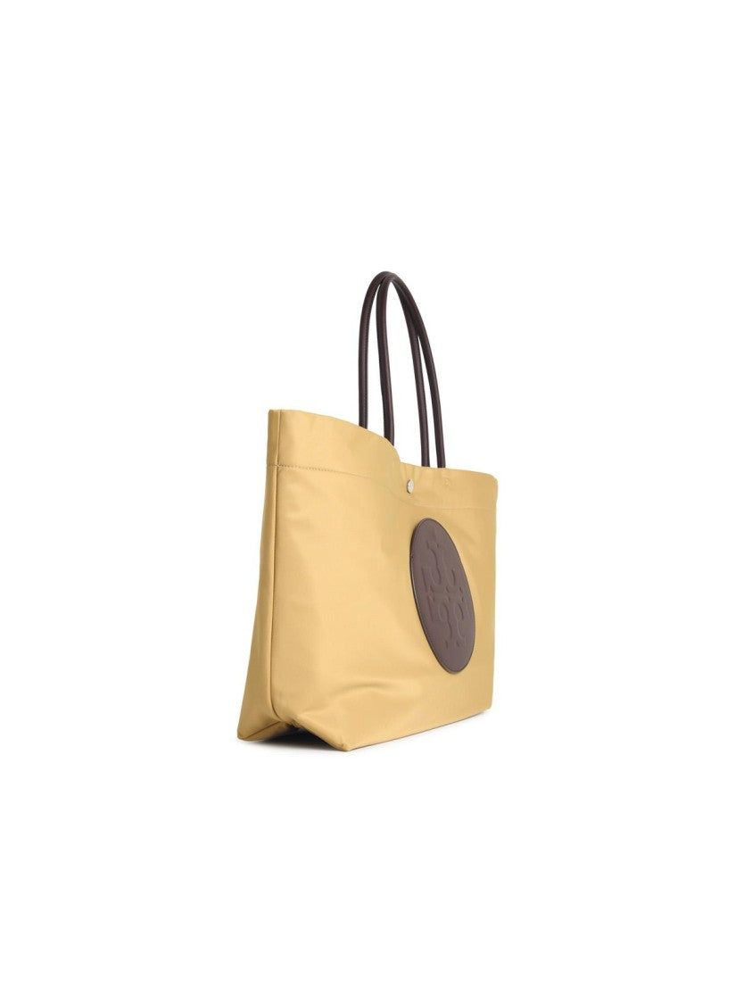 Tory Burch Large 'Ella Twist' Bag In Beige Wheat Polyamide