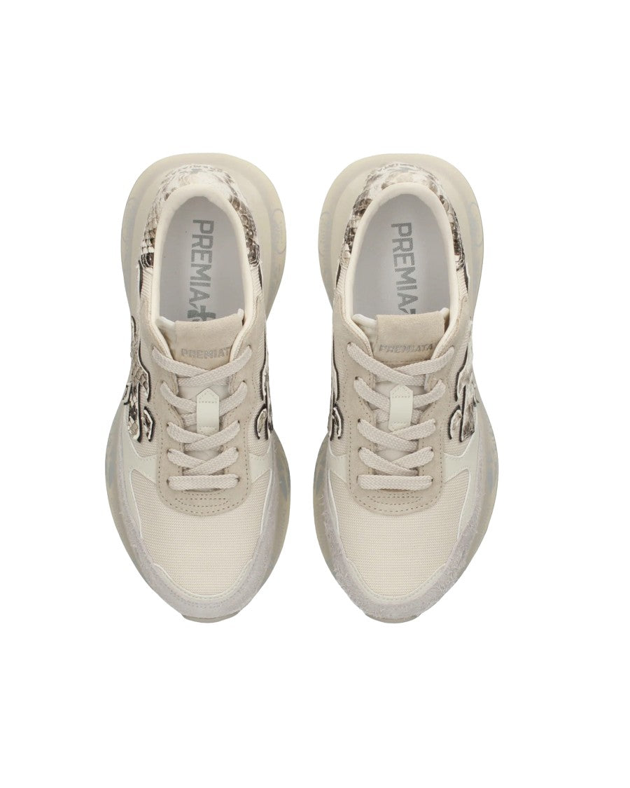 Premiata Off-White Lauryn Retro Leather-Blend Low-Top Sneakers
