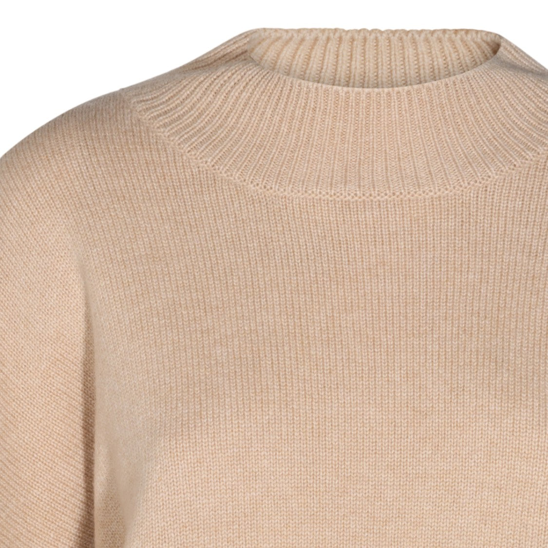 Malo Beige Relaxed Fit Ribbed Knit Sweater
