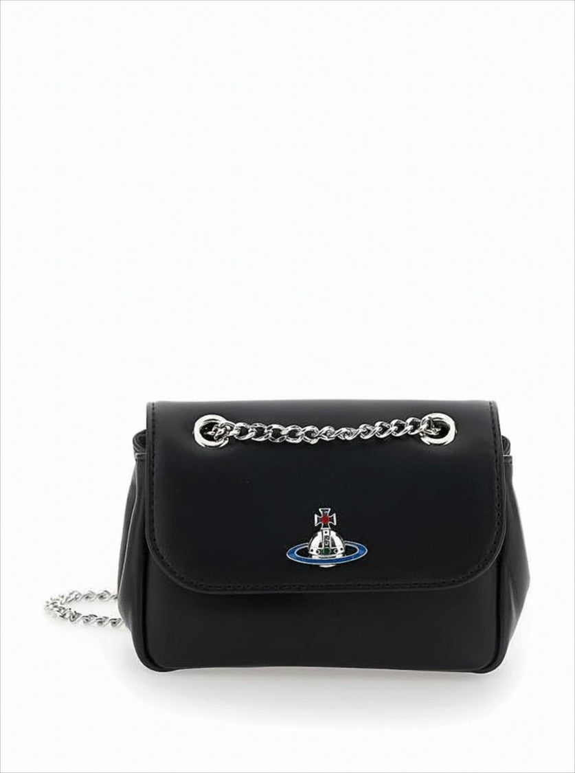 Vivienne Westwood Smooth Lambskin Shoulder Bag With Metallic Emblem
