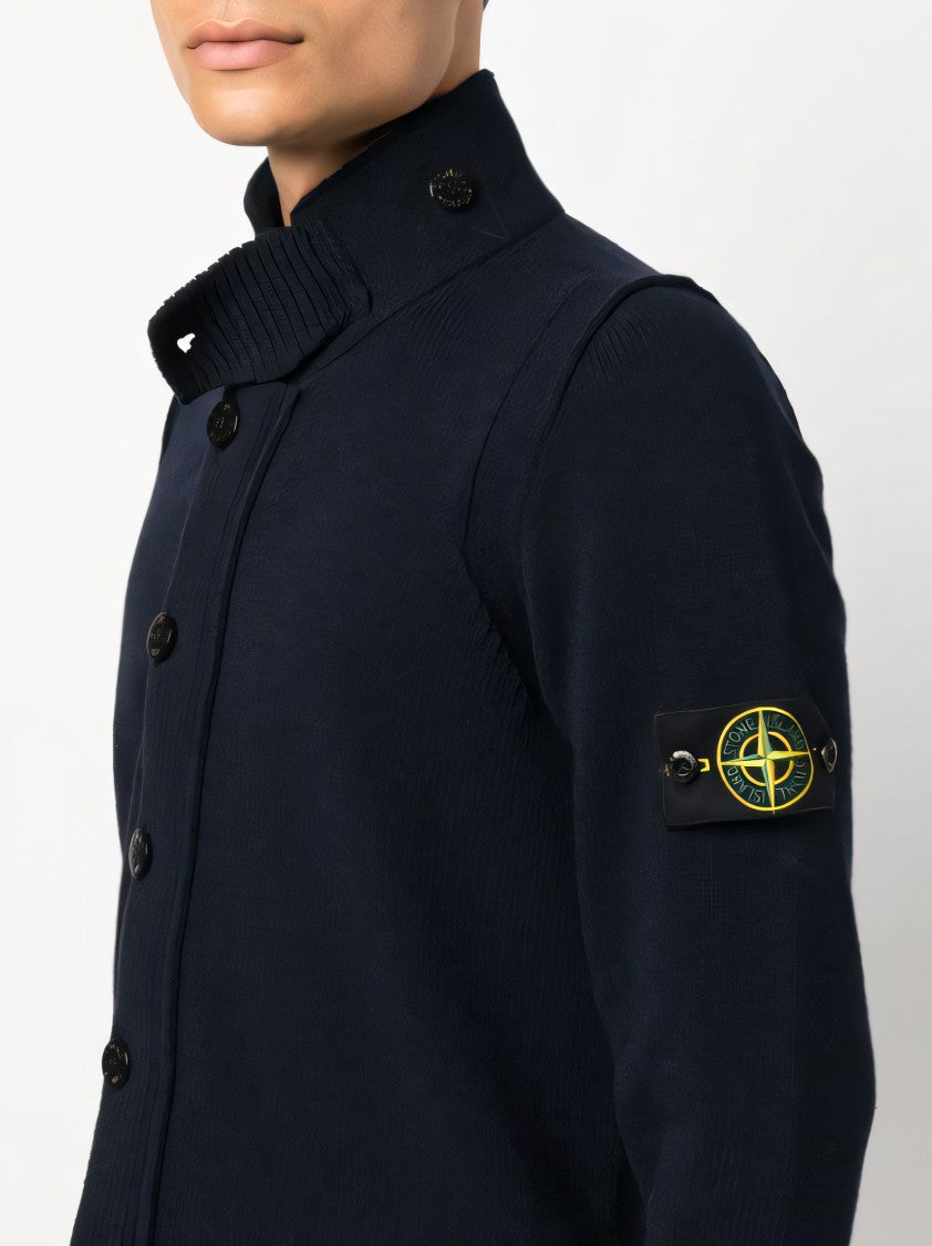 Stone Island Ribbed High-Collar Cardigan