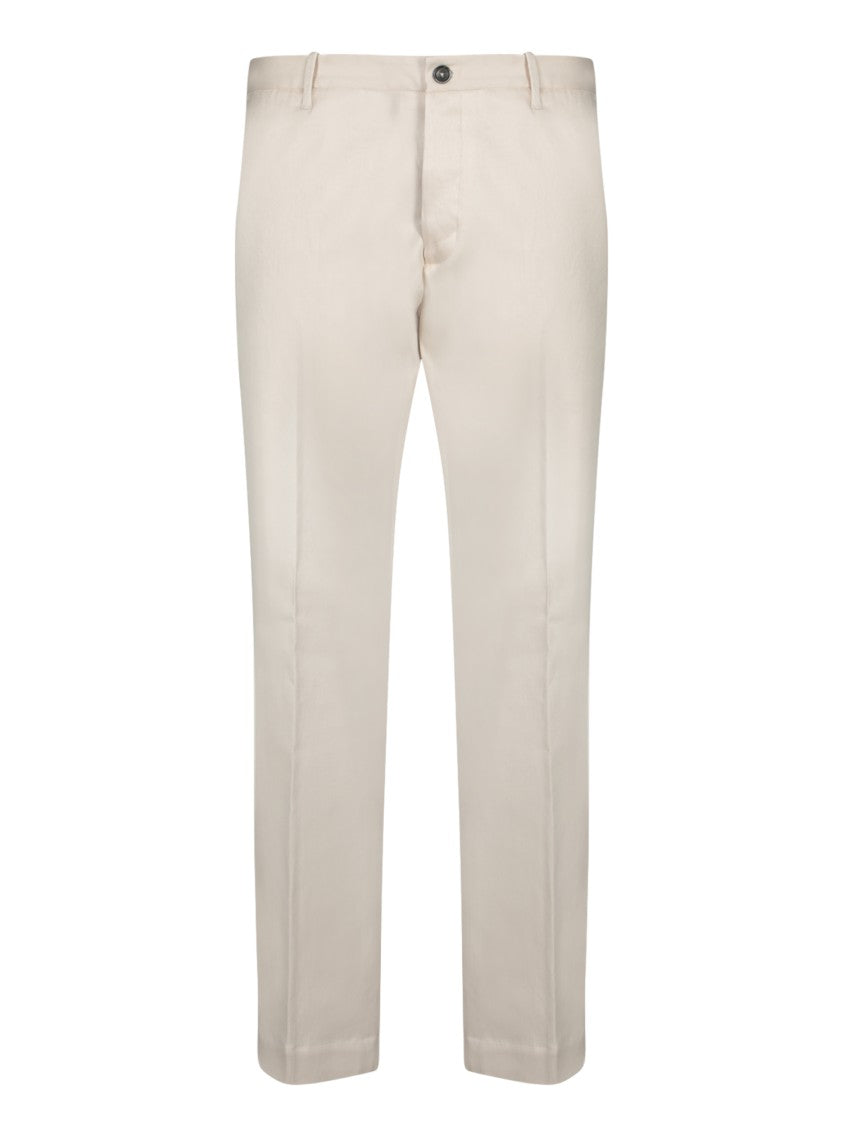 Nine In The Morning Tailored Beige Trousers With Classic Button Closure