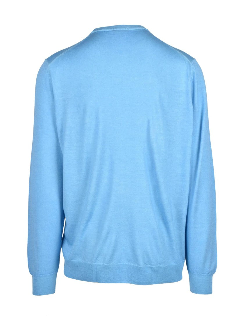 Drumohr Light Blue Extrafine Merino Wool Crewneck Sweater