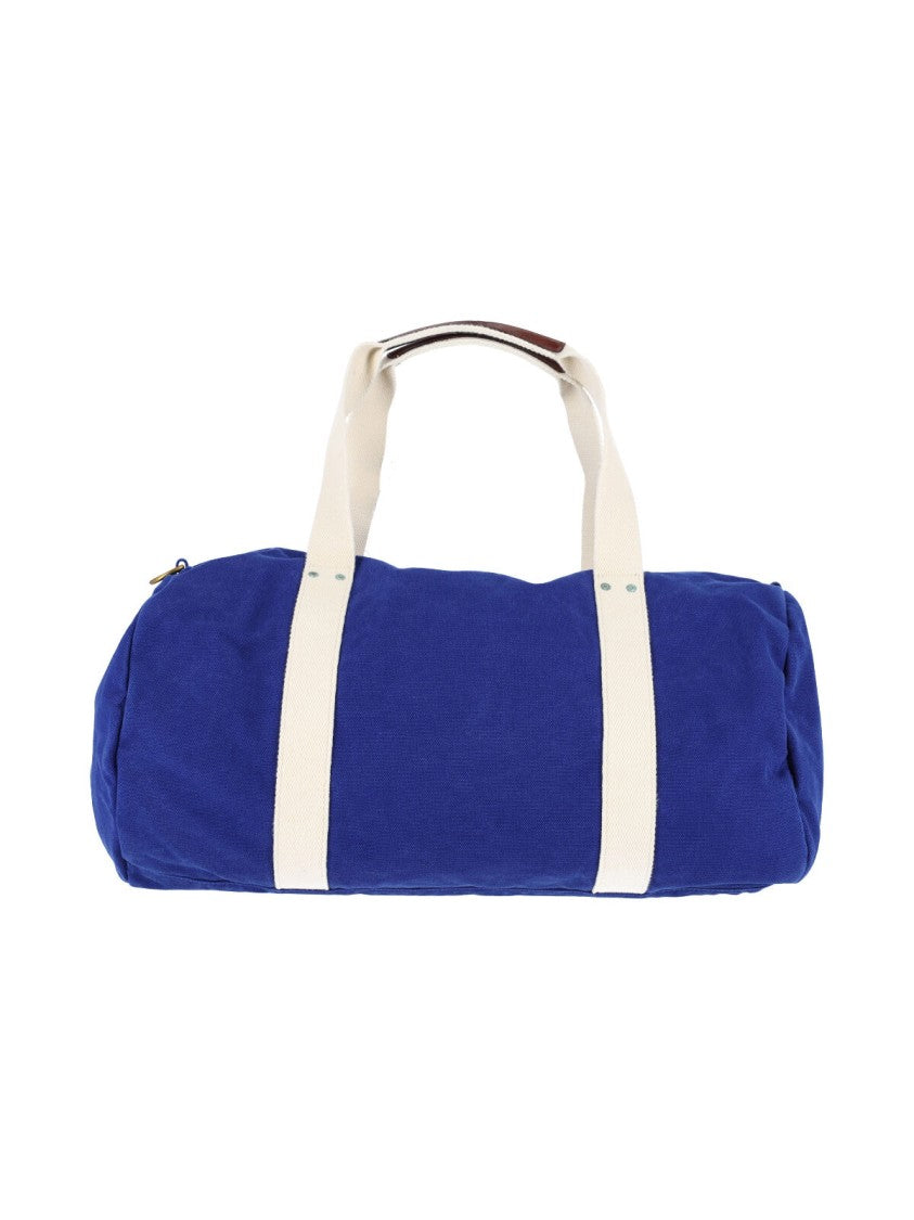 Polo Ralph Lauren Blue Embroidered Logo Cylindrical Bag