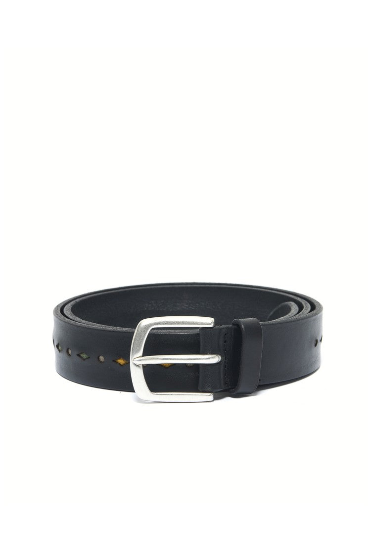 Orciani Leather Belt With Fabric Details