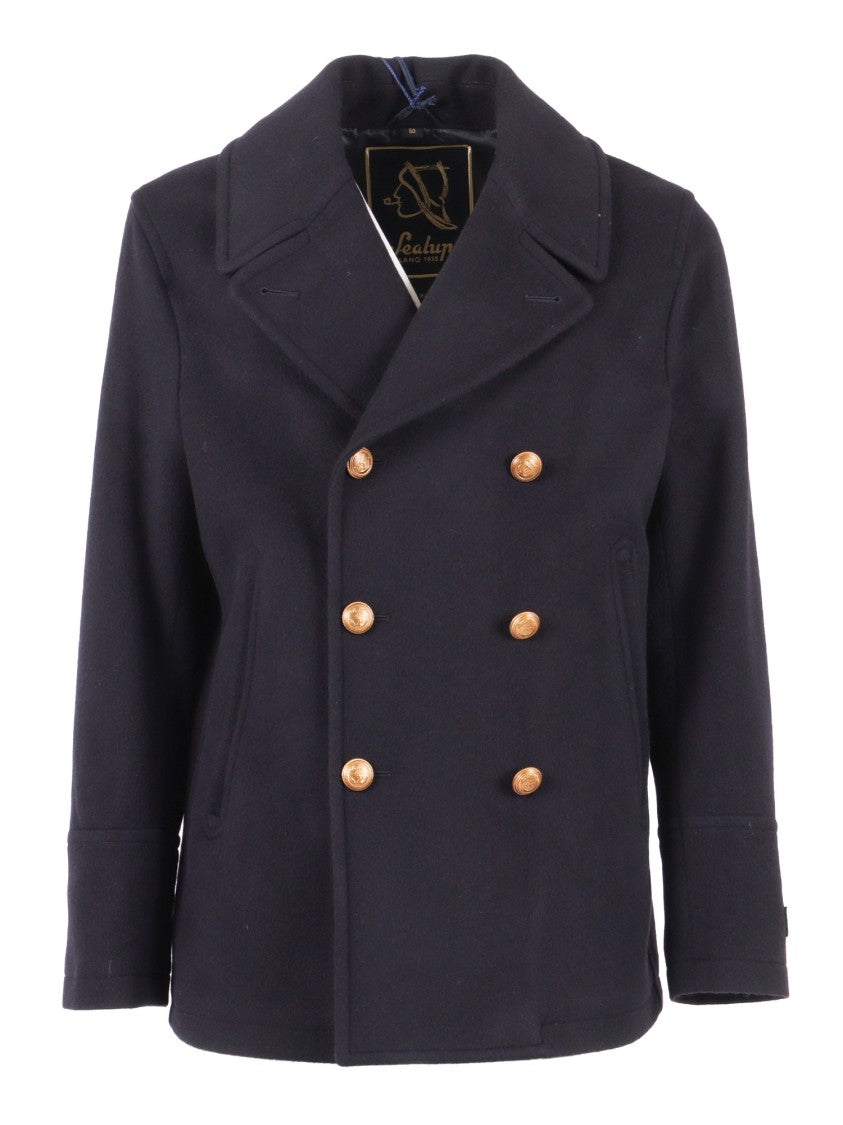Sealup Elegant Misto Cashmere Peacoat With Hand-Embroidered Anchor Detail