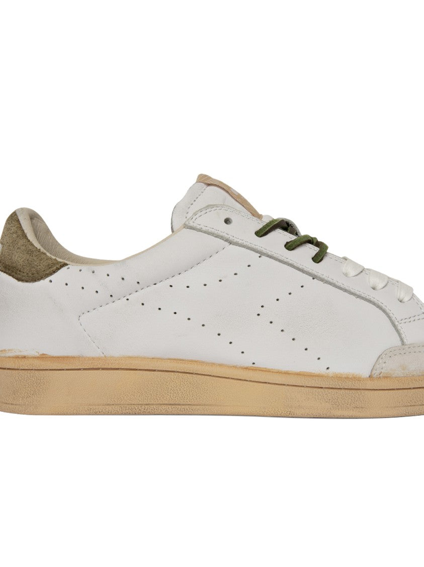 Diadora Prestige Plain White Olive Accent Sneakers