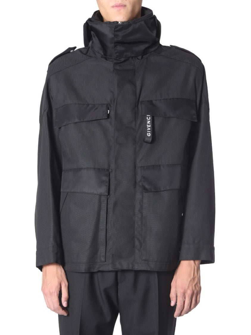 Givenchy Boxy Wind Jacket With High Collar