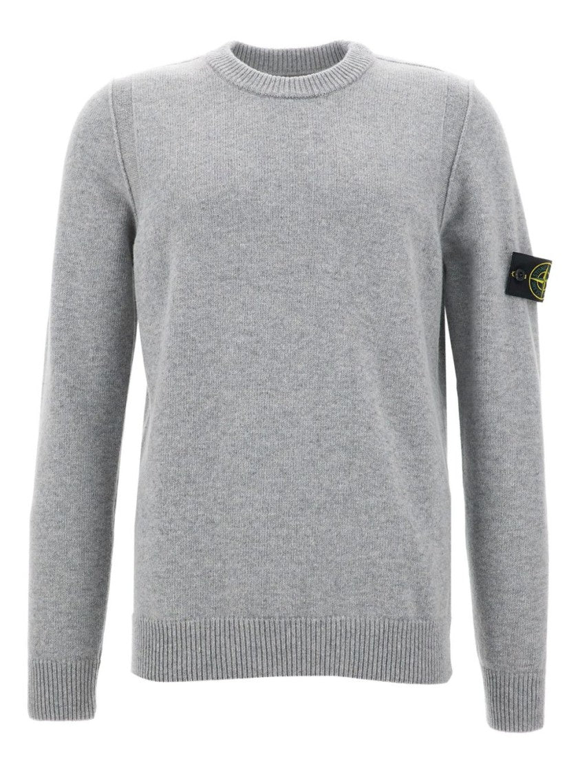 Stone Island Gray Wool Blend Sweater With Modern Fit