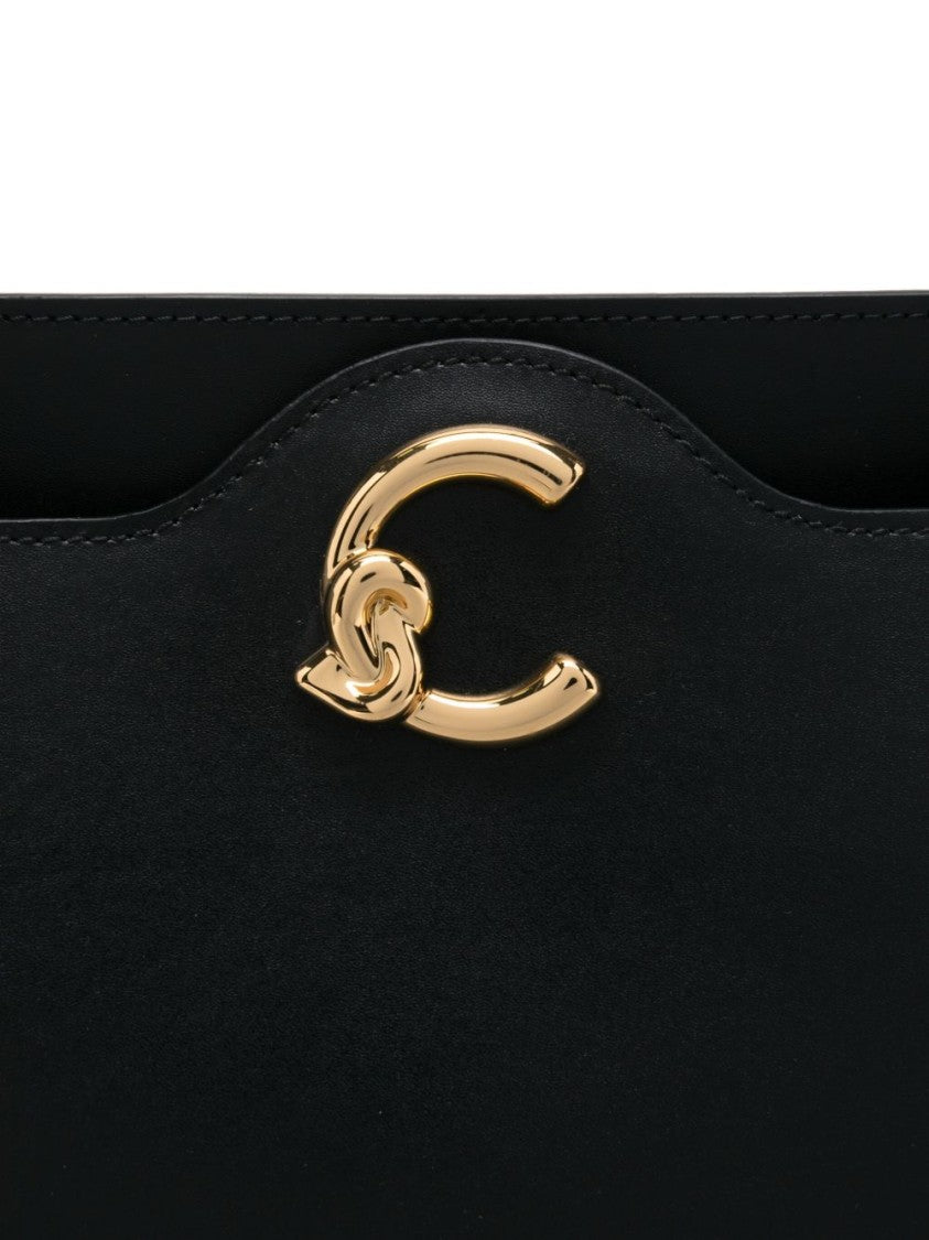 Coccinelle C-Me Handbag In Black Leather With Gold-Tone Clasp