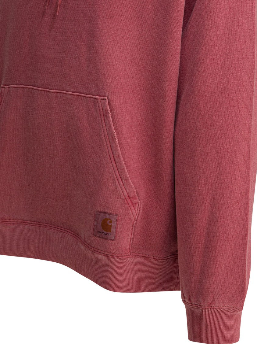 Carhartt Wip Burgundy Hooded Torion Sweatshirt With Adjustable Drawstring