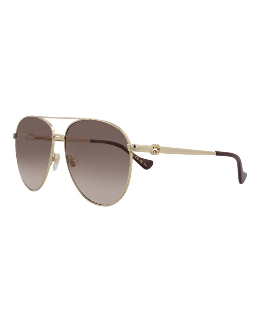 Gucci Aviator-Frame Metal Sunglasses With Gradient Lenses