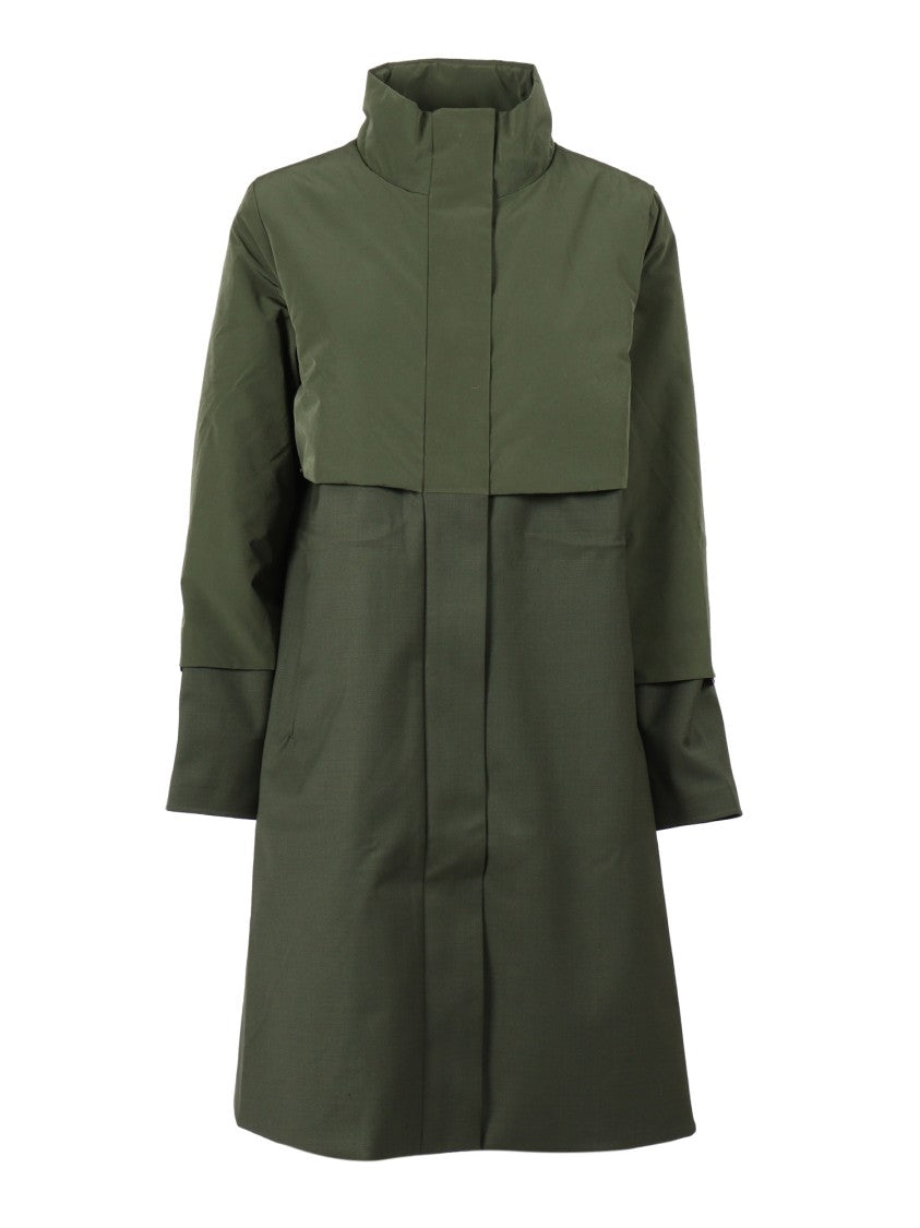 K-Way Minimalist Long Coat With Classic Collar In White