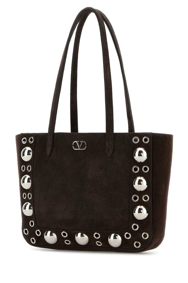 Valentino Garavani Brown Suede Nellcôte Shopping Bag