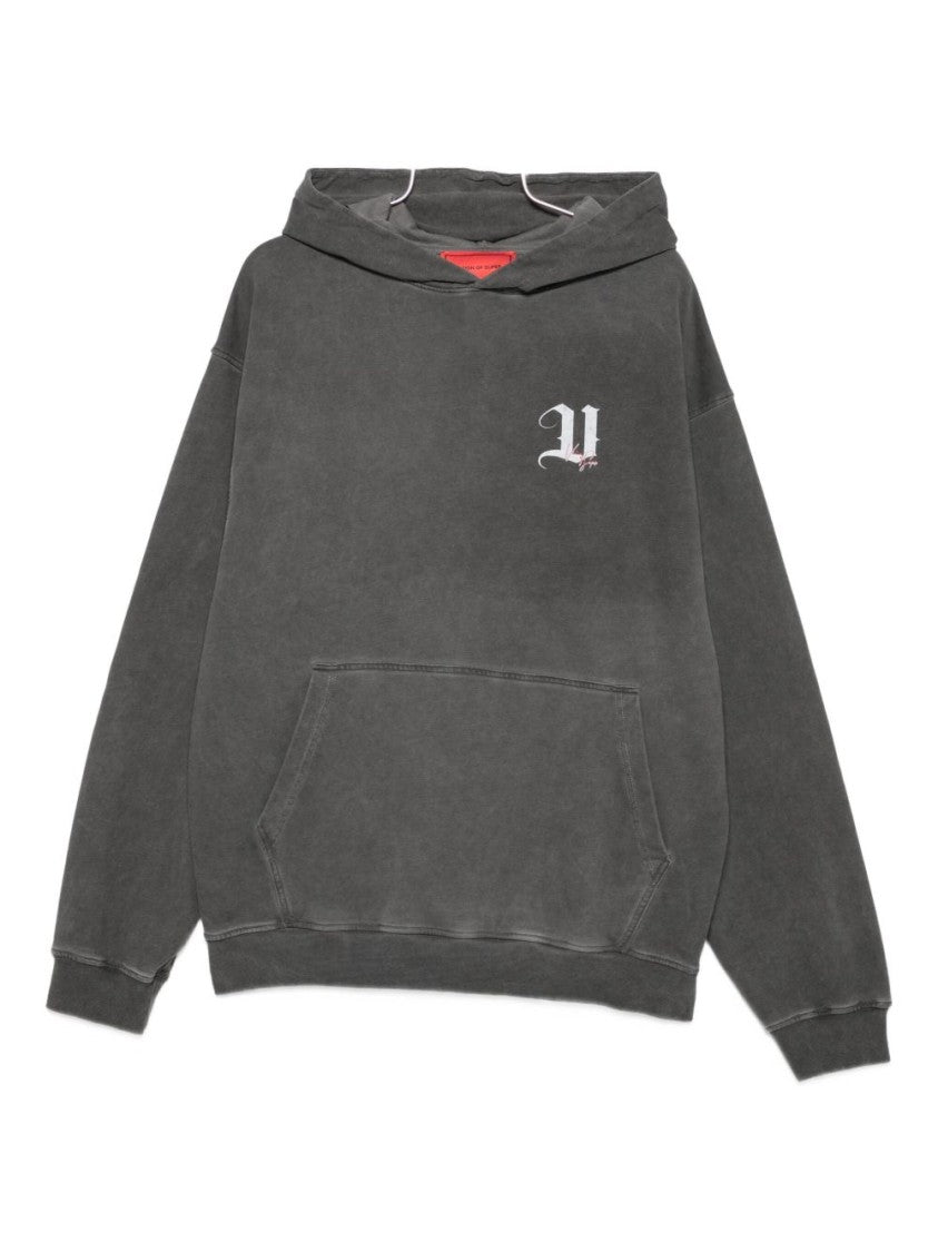 Vision Of Super Washed Gray Graphic Hoodie With Front Pocket