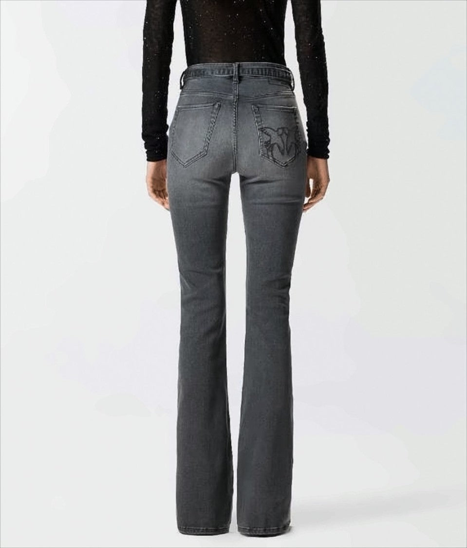 Pinko Knee-Length Flared Jeans With Embroidered Logo