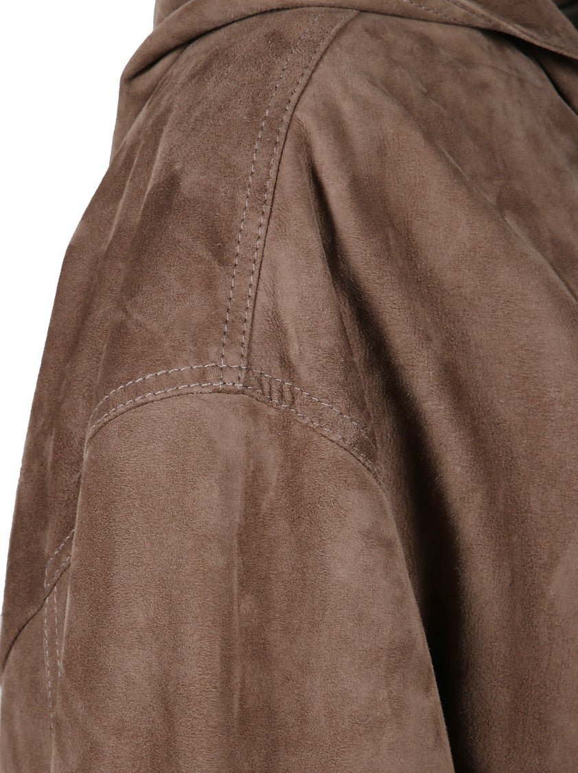 Max Mara Soft Suede Jacket With Relaxed Fit And Hood