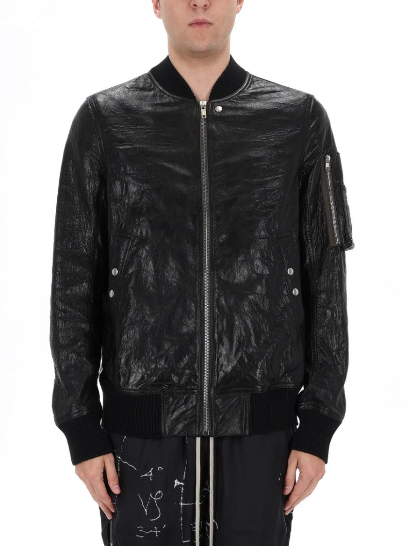 Rick Owens Classic Flight Lamb Leather Bomber Jacket