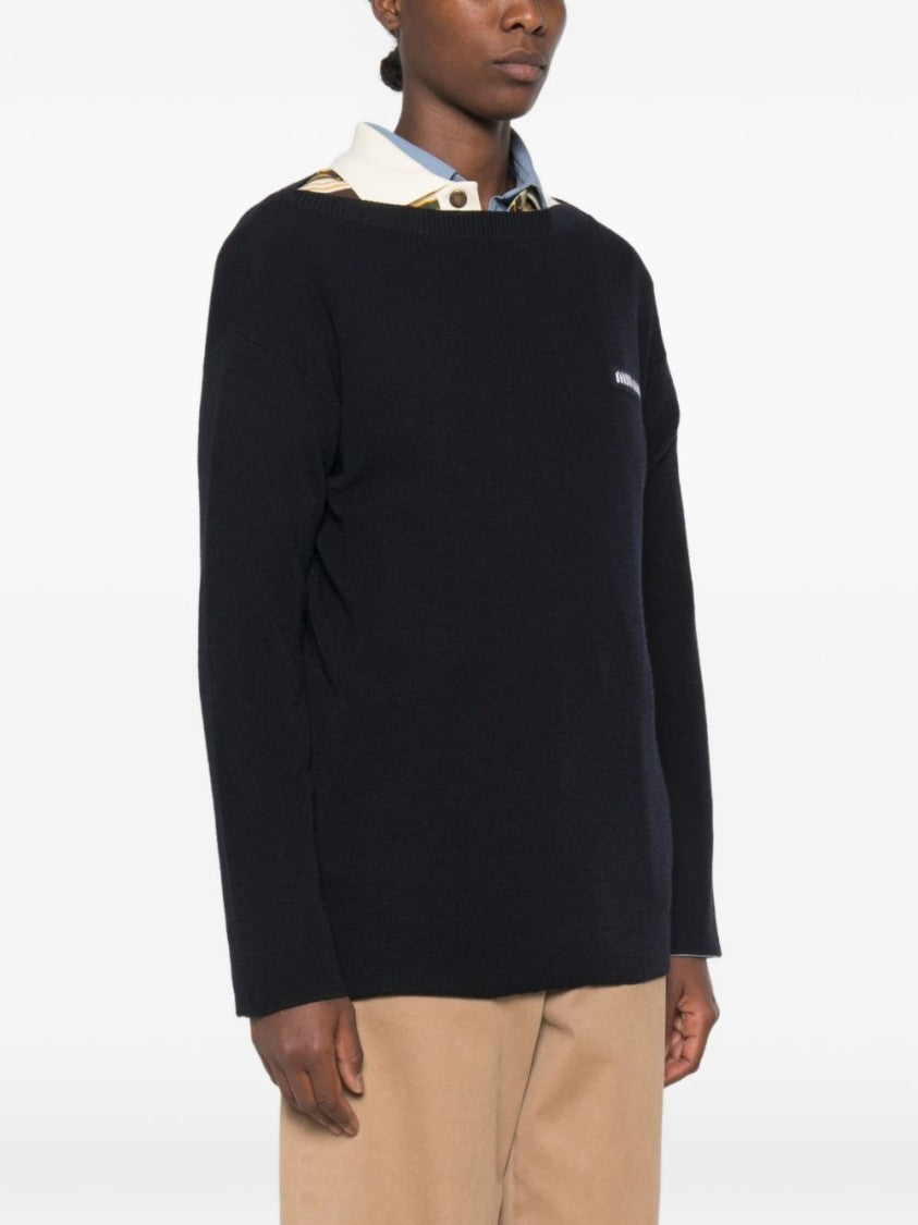 Miu Miu Black Straight Cut Subtle Logo Sweater