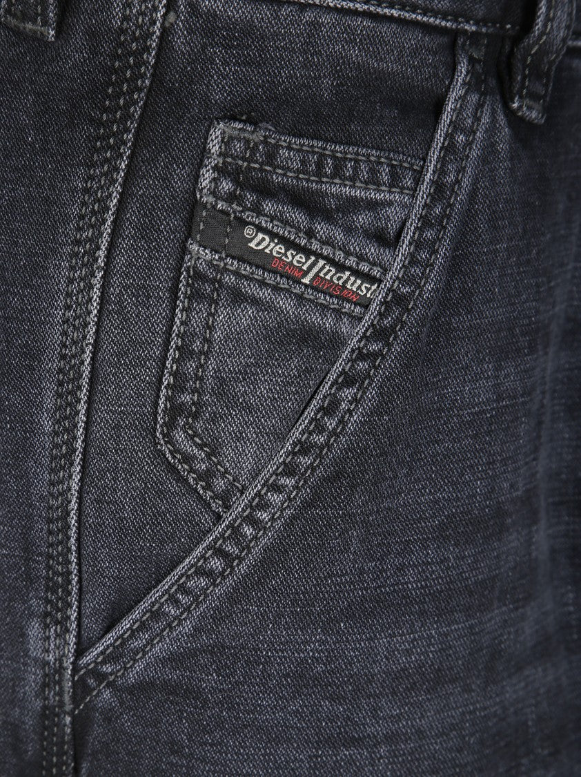 Diesel D-Uty-Cargo Black Cargo Jeans With Multi-Pocket Design