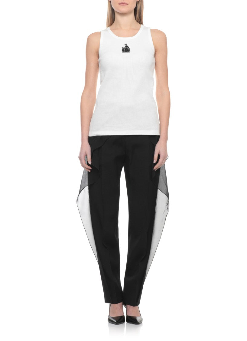 Lanvin White Embellished Sleeveless Tank Top