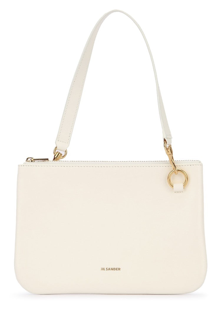 Jil Sander Rectangular White Handbag With Gold Accents