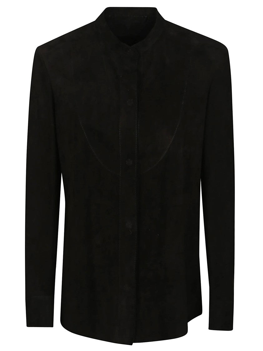 Salvatore Santoro Black Suede Shirt Jacket With Raw Cut Design