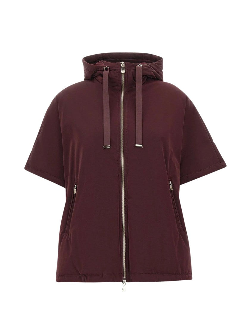 Elena Miro` Cappetta Boxy Hooded Short-Sleeve Jacket