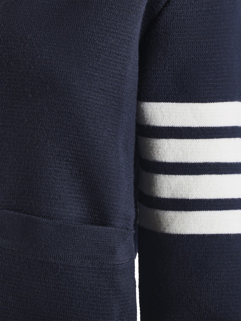 Thom Browne Fine Merino Wool V-Neck Cardigan With Four-Bar Stripe