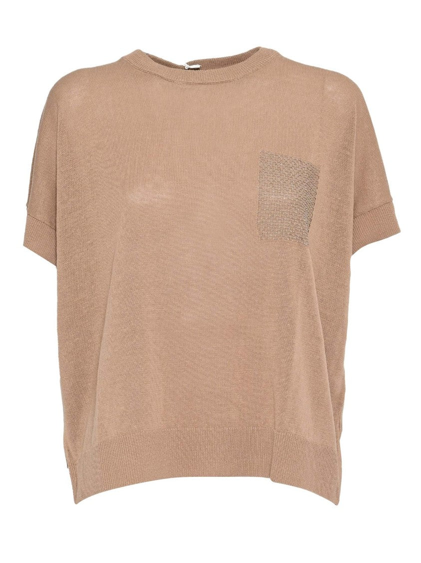 Peserico Relaxed Fit Knitted Sweater With Textured Patch Pocket