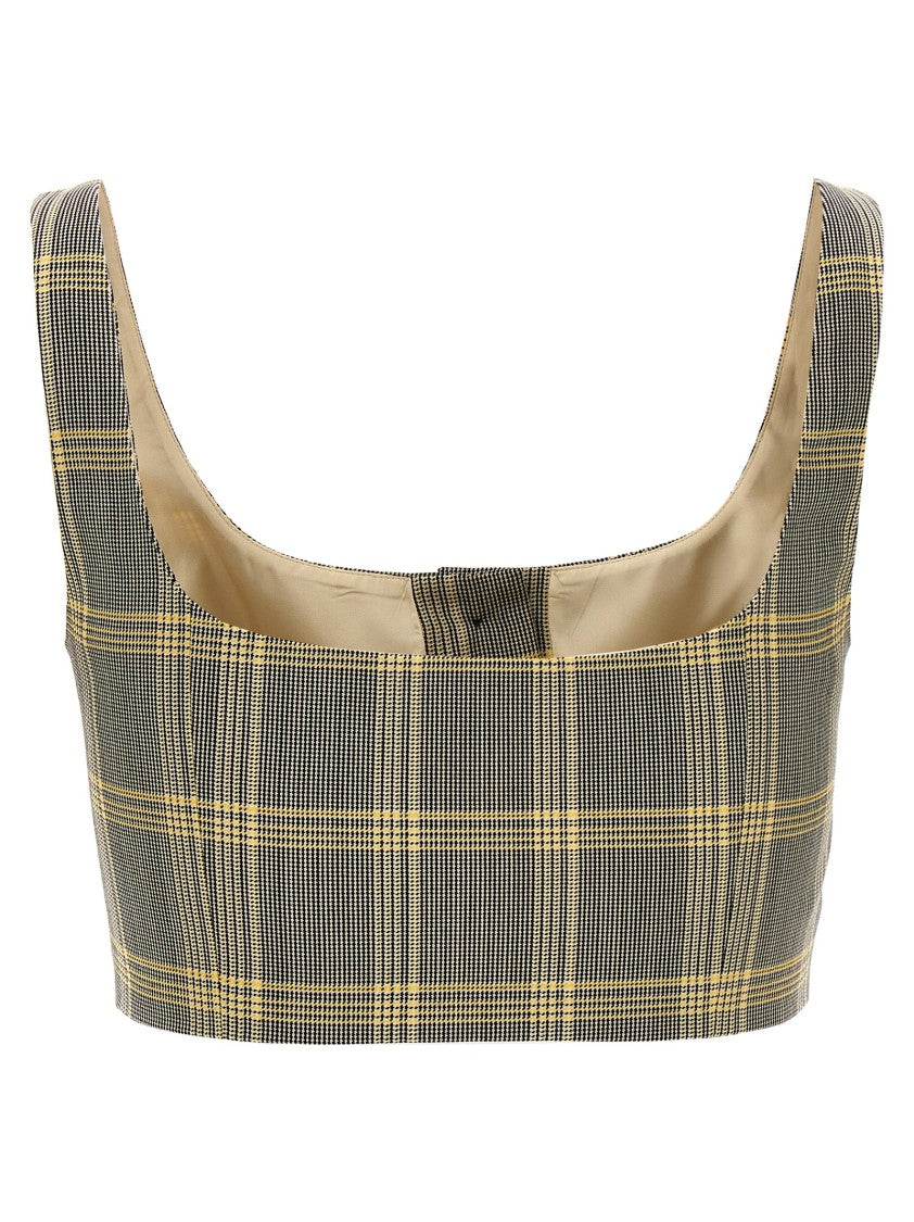 Marni Cropped Check Print Top With Button Closure