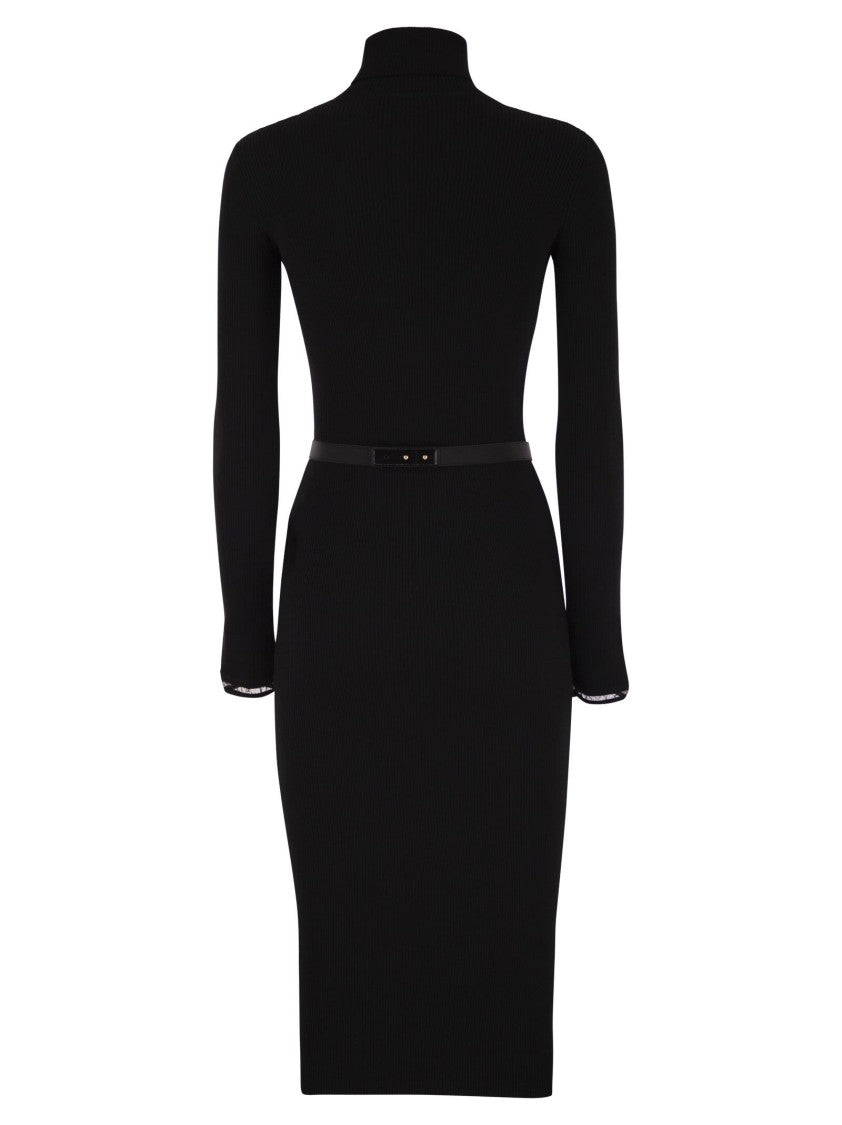 Elisabetta Franchi Ribbed Knit Dress With Belt