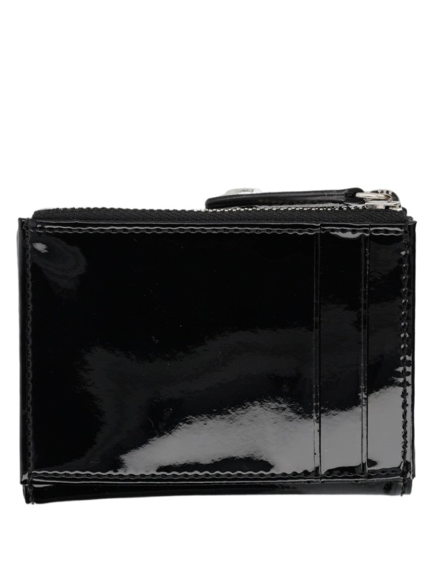 Vivienne Westwood Glossy Black Rectangular Wallet With Silver Emblem