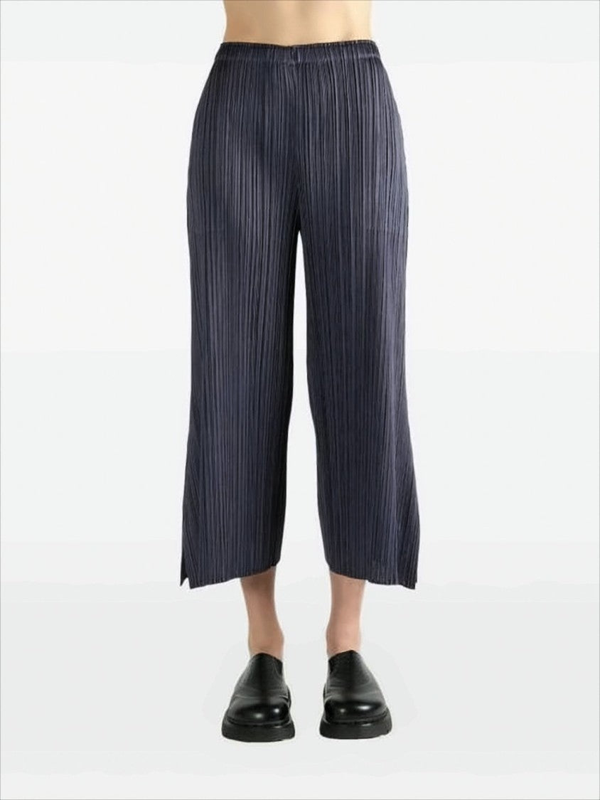 Pleats Please Cropped Relaxed Fit Pants With Pleated Texture