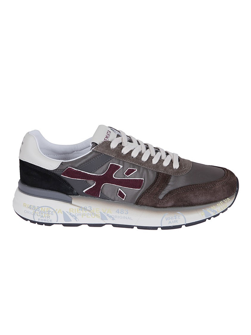 Premiata Low-Top Sneakers With Brown Technical Fabric And Suede Overlays