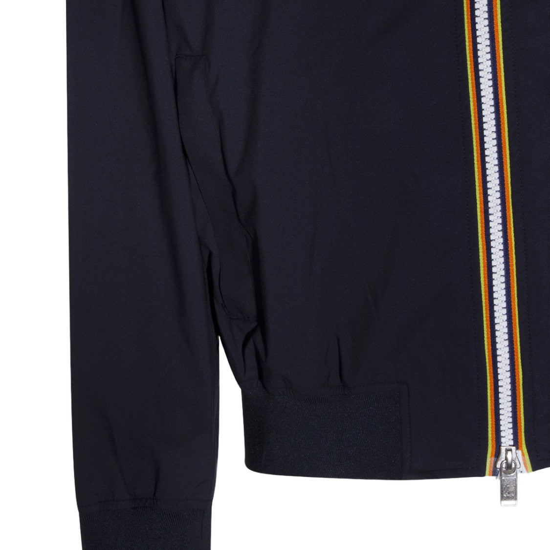 K-Way Black Jacket With Striped Trim