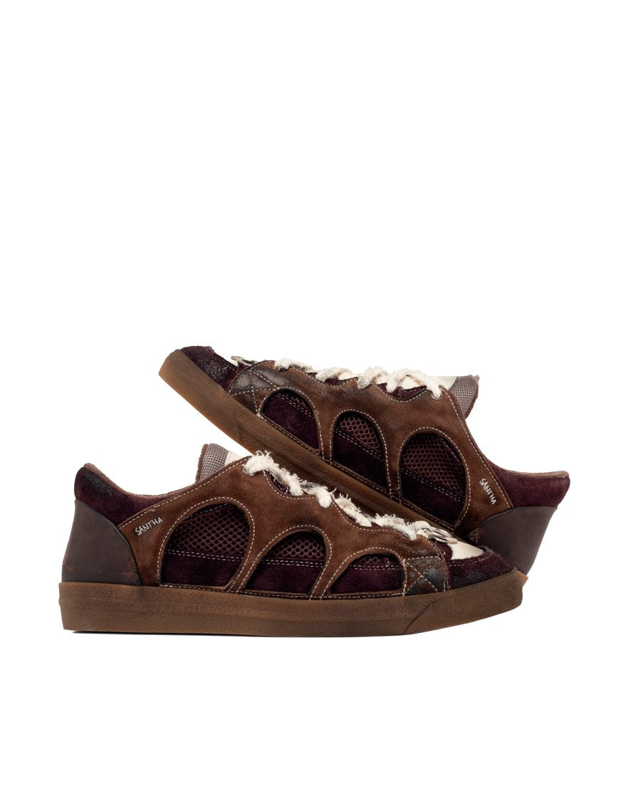 Santha Wine Love Park Paura Monster Suede Sneakers