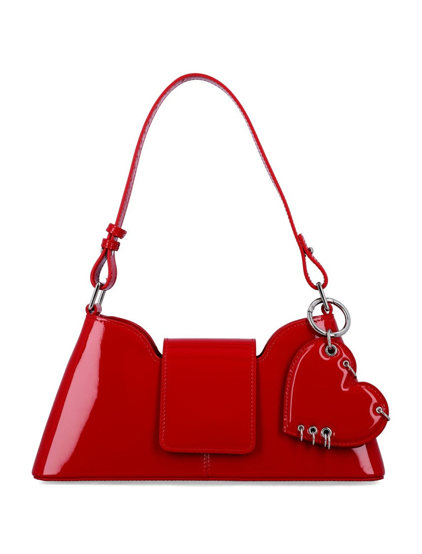 Justine Clenquet Geometric Structured Handbag With Heart Charm And Silver Hardware