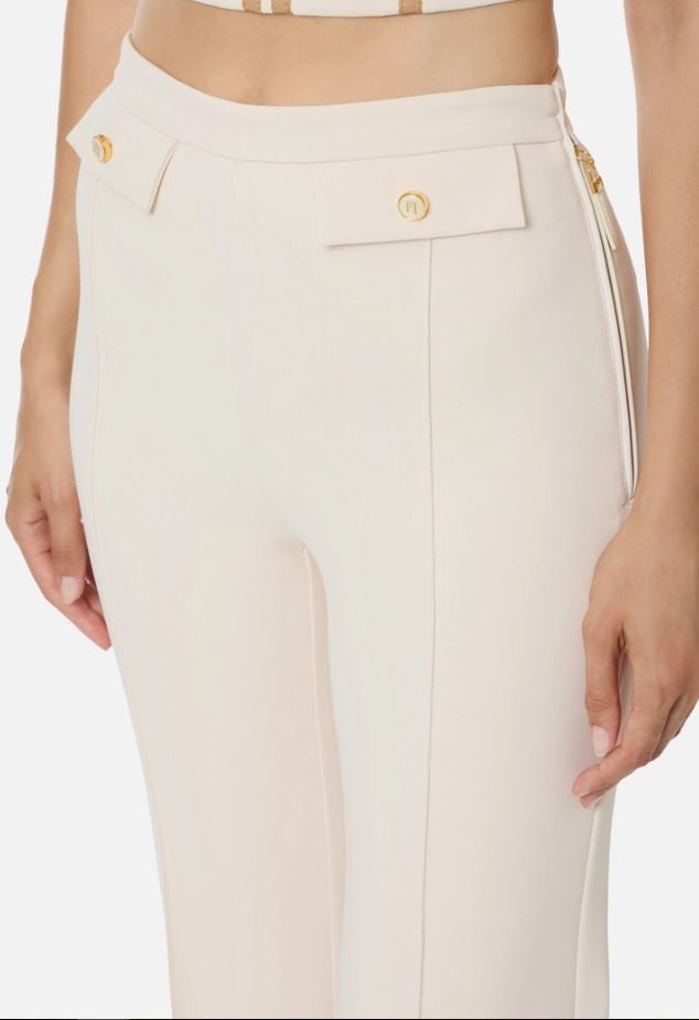 Elisabetta Franchi Palazzo Trousers With Enamelled Logo Buttons