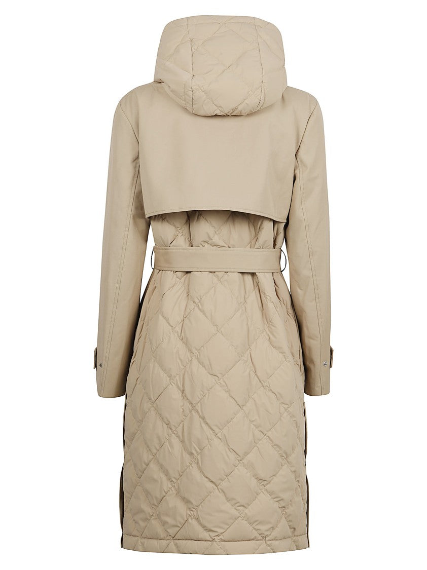 Mackage Belted Trench Coat With Quilted Hood