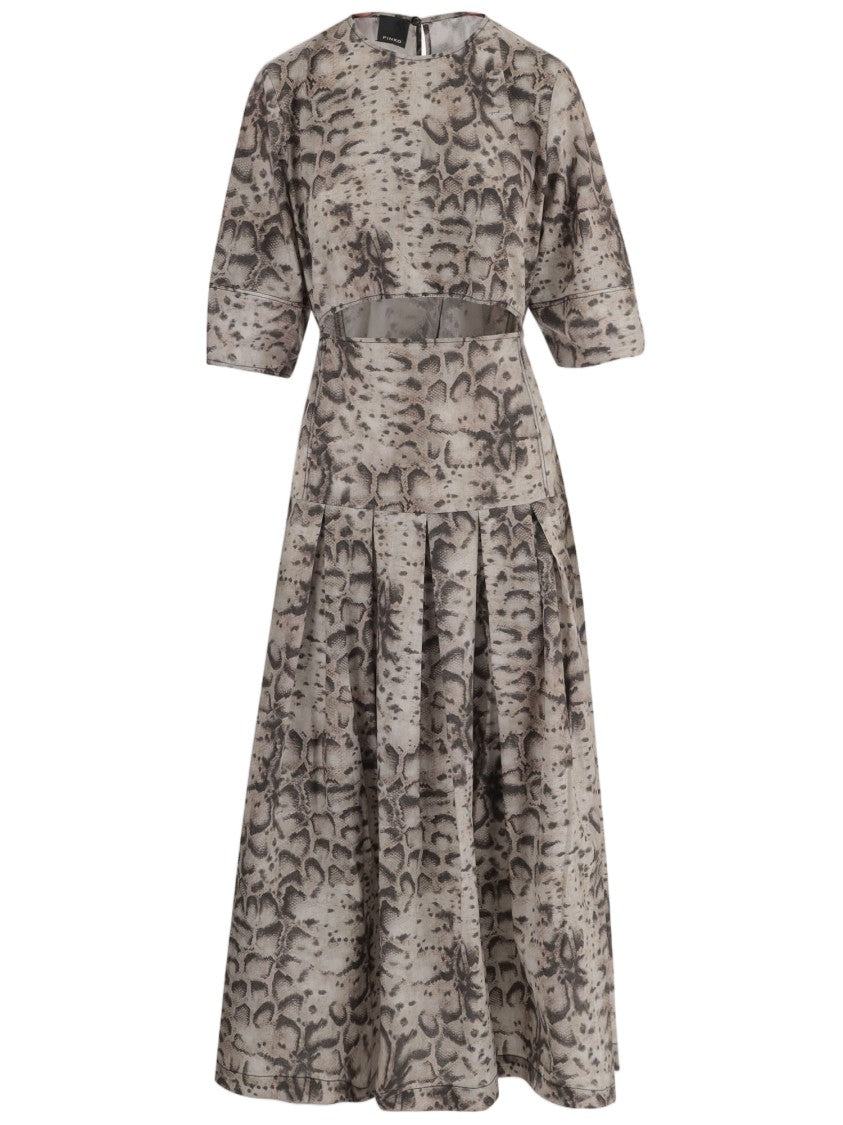 Pinko Cotton Dress With All-Over Animal Print