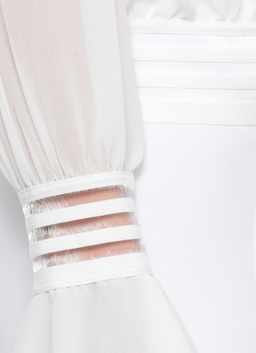 Elisabetta Franchi White Off-The-Shoulder Volant Blouse
