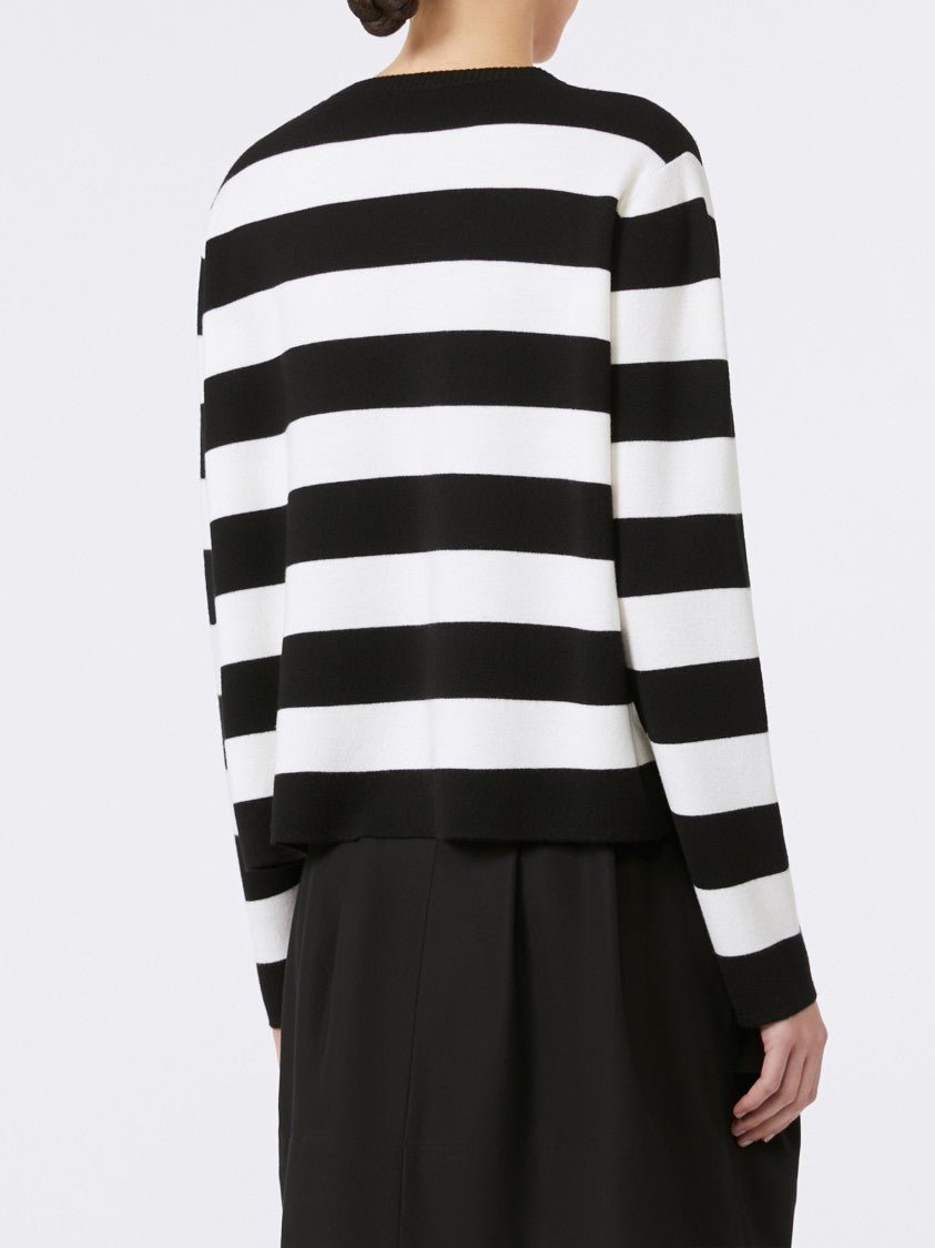 Max Mara Black Viterbo Boxy Striped Wool Sweater