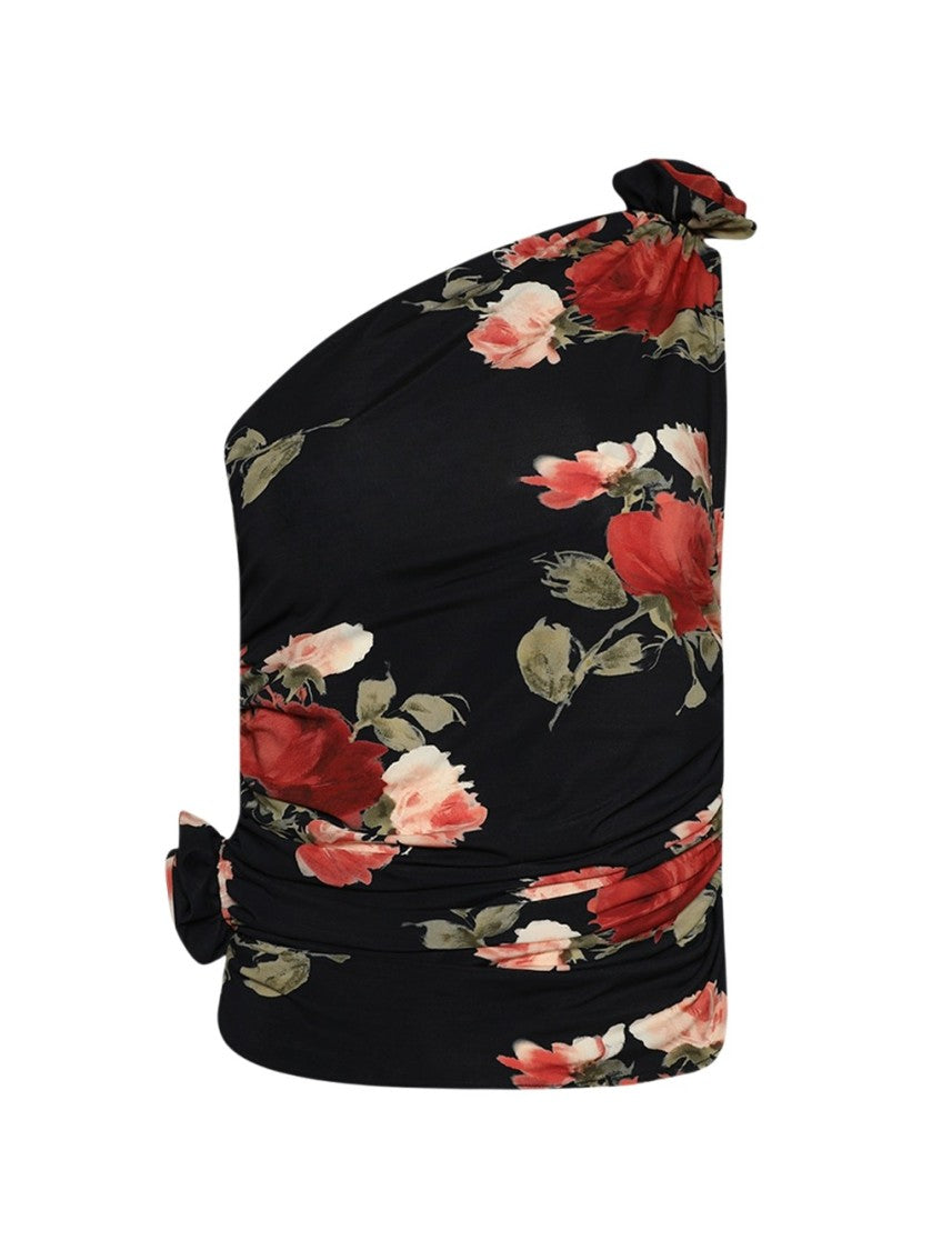 Magda Butrym One Shoulder Shirt Rose Print