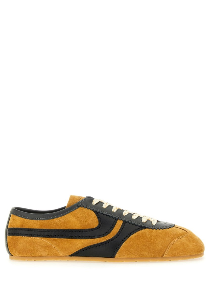 Dries Van Noten Suede Sneaker With Mustard And Black Accents